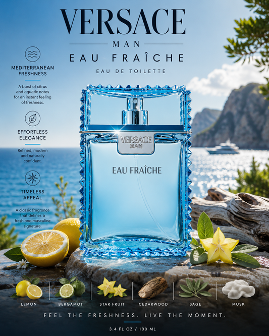 Versace Man Eau Fraîche – Eau de Toilette (3.4 oz / 100 ml)