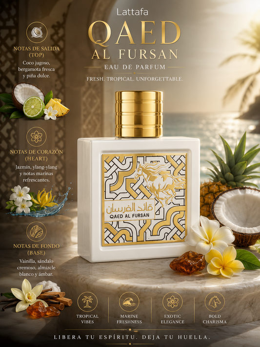 Lattafa – Qaed Al Fursan – Eau de Parfum (3.4 oz / 100 ml)