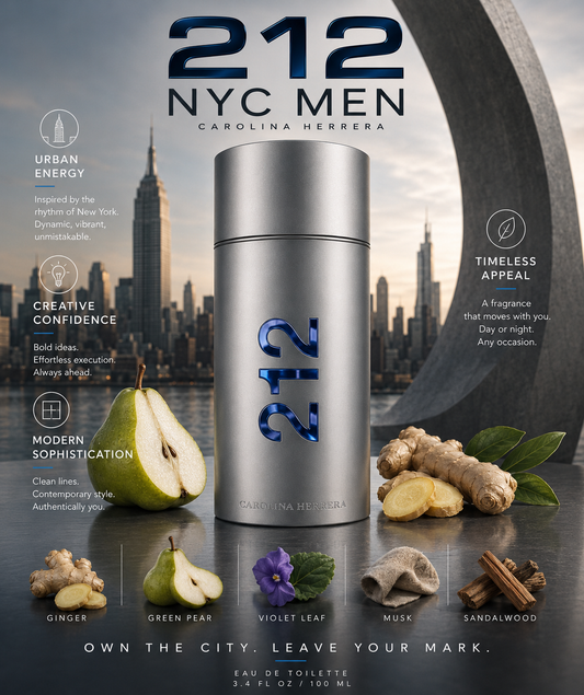 212 NYC MEN by Carolina Herrera – Eau de Toilette (3.4 oz / 100 ml)