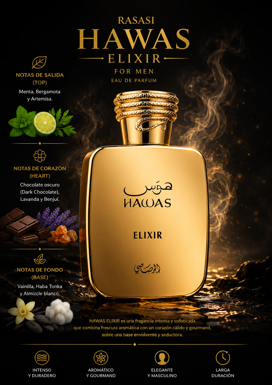 Rasasi – Hawas Elixir for Men – Eau de Parfum (3.38 oz / 100 ml)