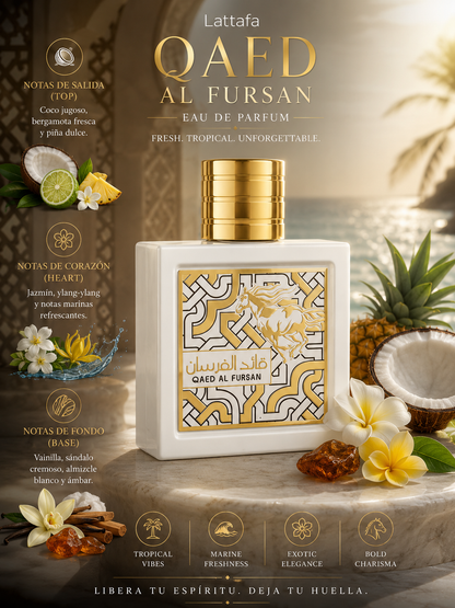 Lattafa – Qaed Al Fursan – Eau de Parfum (3.4 oz / 100 ml) 
