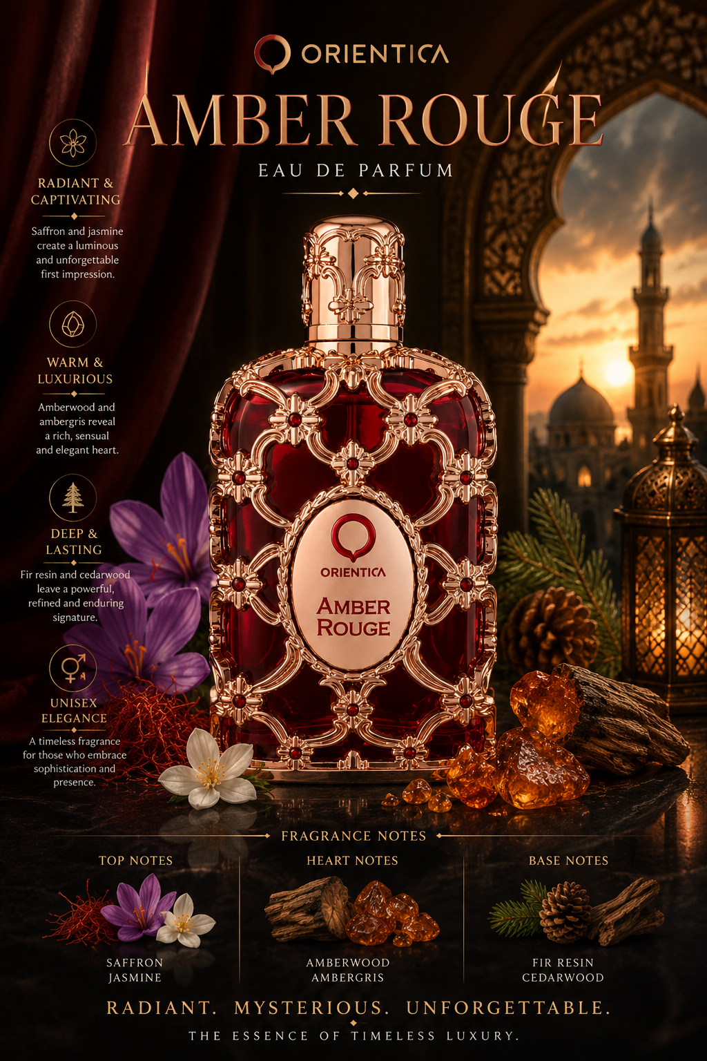 Amber Rouge by Orientica – Eau de Parfum (Unisex) 2.7 oz / 80 ml