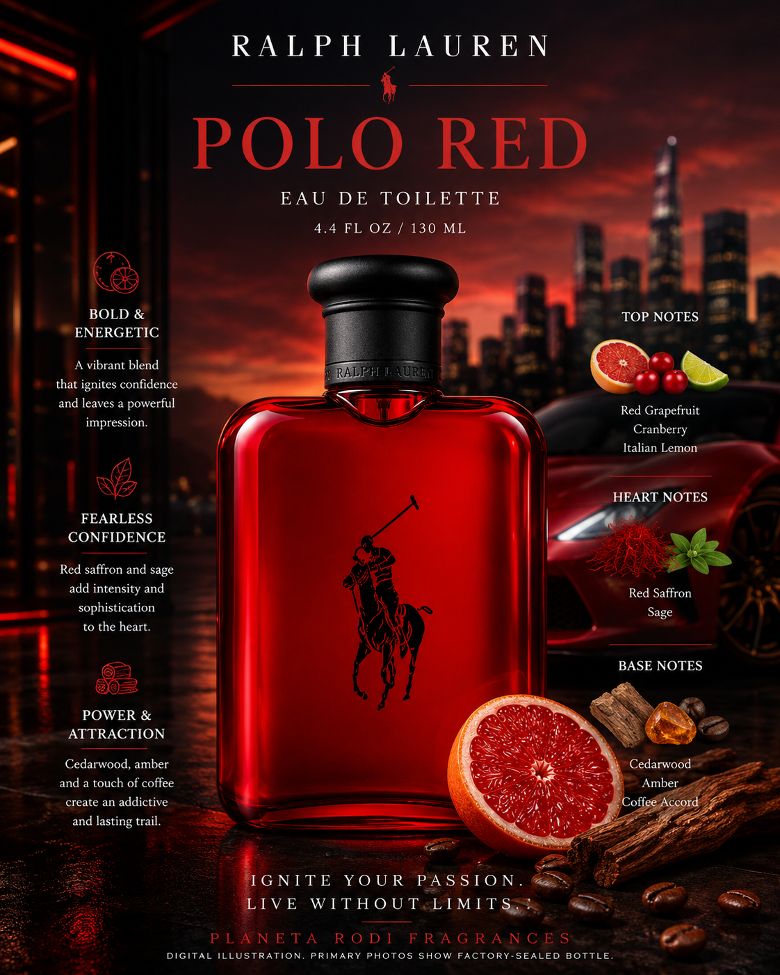 Polo Red — Ralph Lauren Eau de Toilette · 4.2 oz / 125 ml