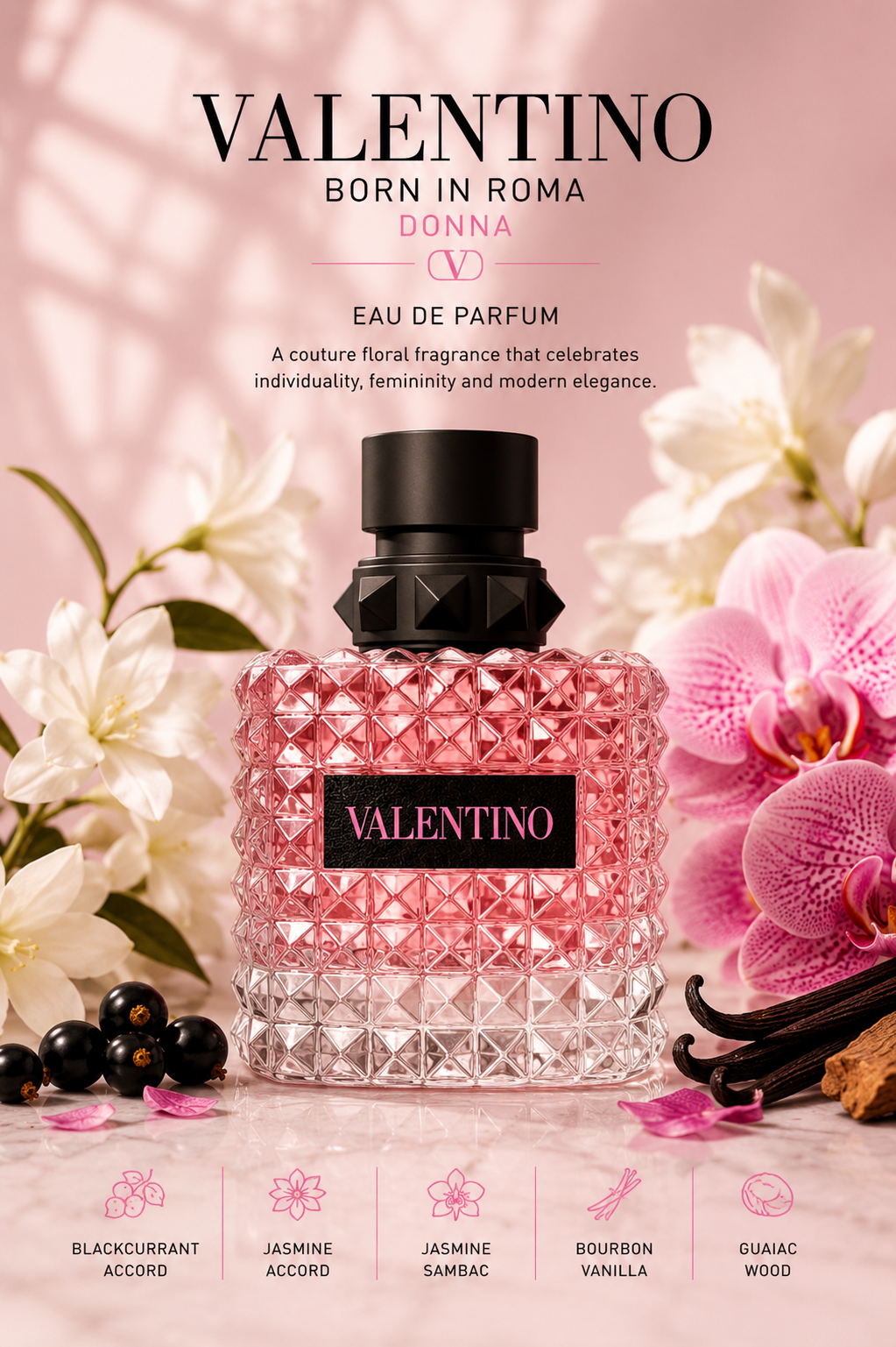 Born in Roma Donna by Valentino – Eau de Parfum (3.4 oz / 100 ml)