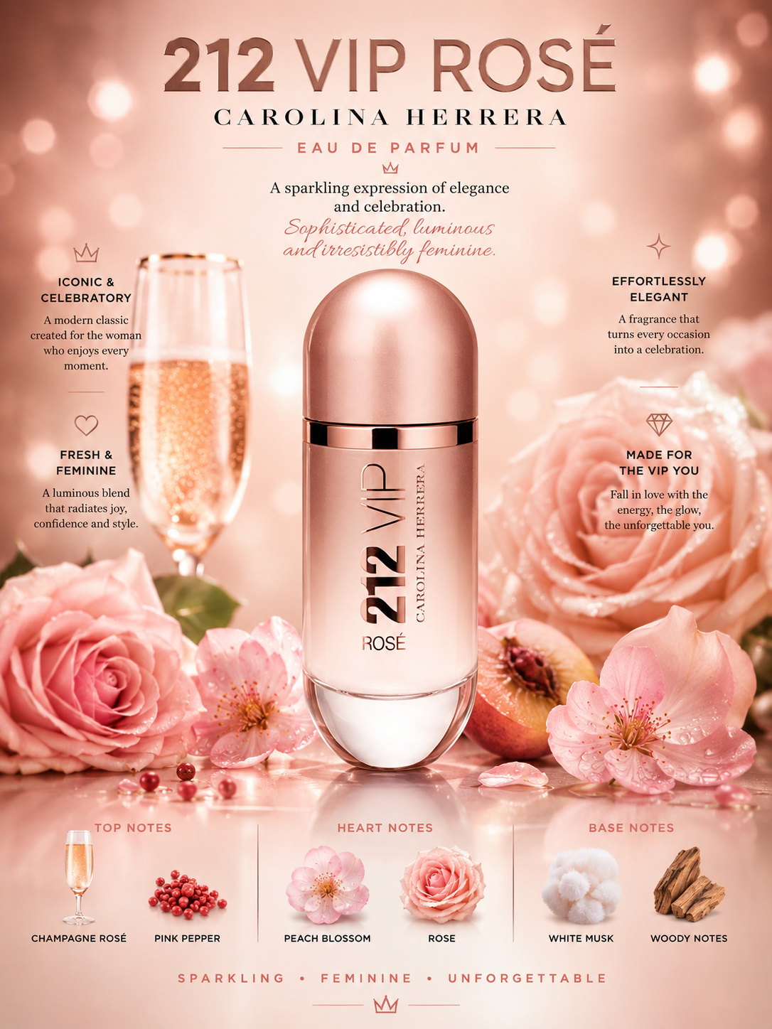 212 VIP Rosé by Carolina Herrera — Eau de Parfum 2.7 oz / 80 m