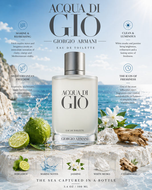 Acqua di Giò by Giorgio Armani – Eau de Toilette (3.4 oz / 100 ml)