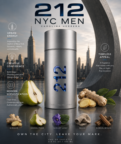 212 NYC MEN by Carolina Herrera – Eau de Toilette (3.4 oz / 100 ml)