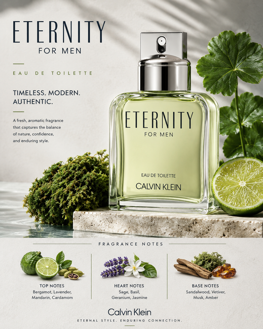 Eternity for Men by Calvin Klein – Eau de Toilette (3.3 oz / 100 ml)