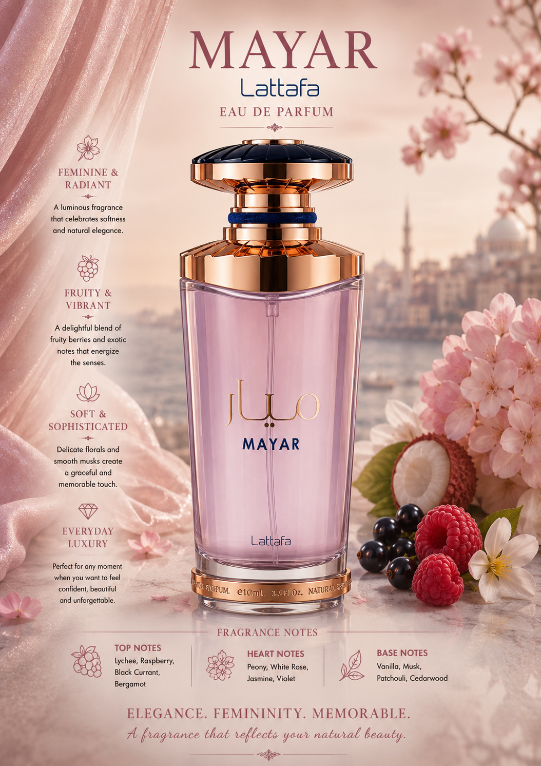 Lattafa – Mayar (Women) Eau de Parfum – 3.4 oz / 100 ml 