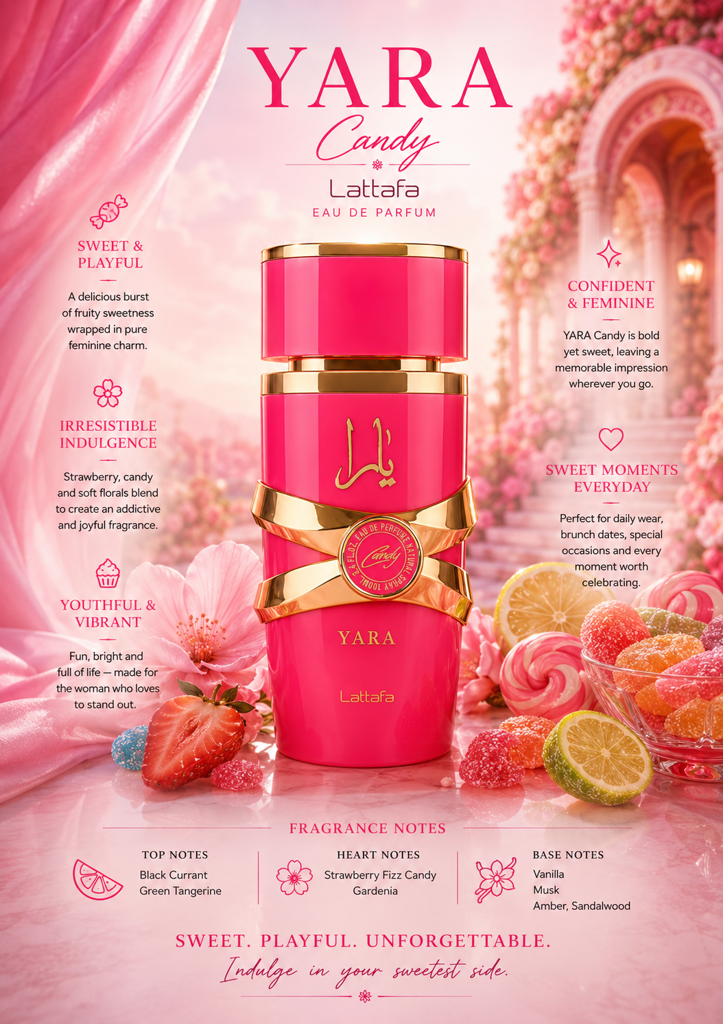 Lattafa – YARA Candy (Women) 3.4 oz Eau de Parfum