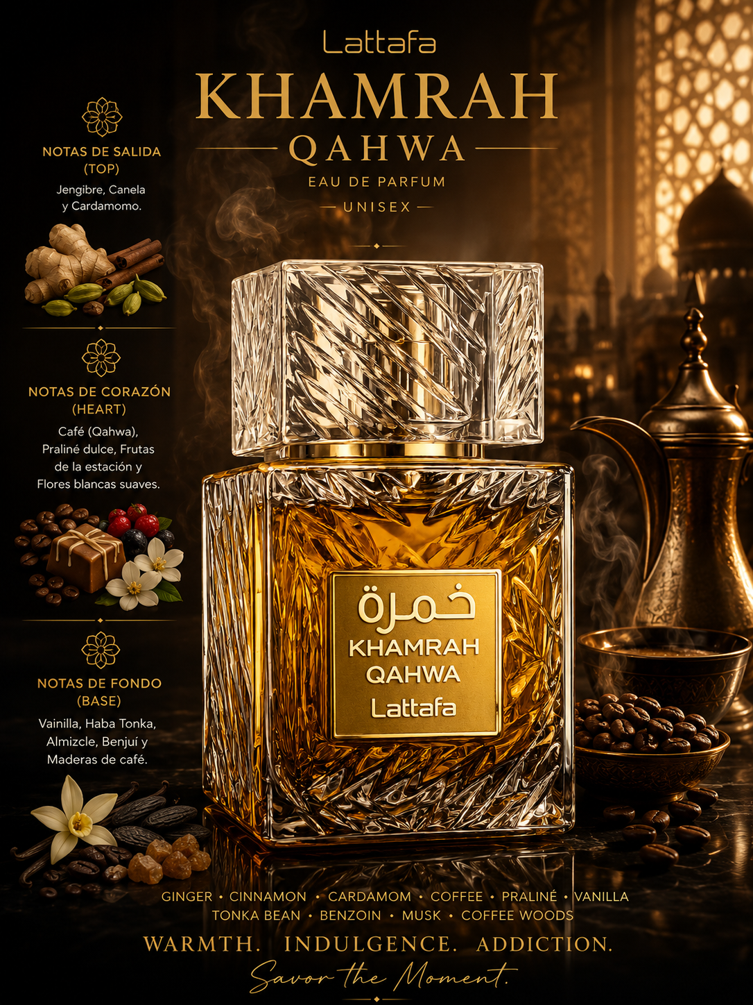 Lattafa – Khamrah Qahwa – Eau de Parfum (3.4 oz / 100 ml)