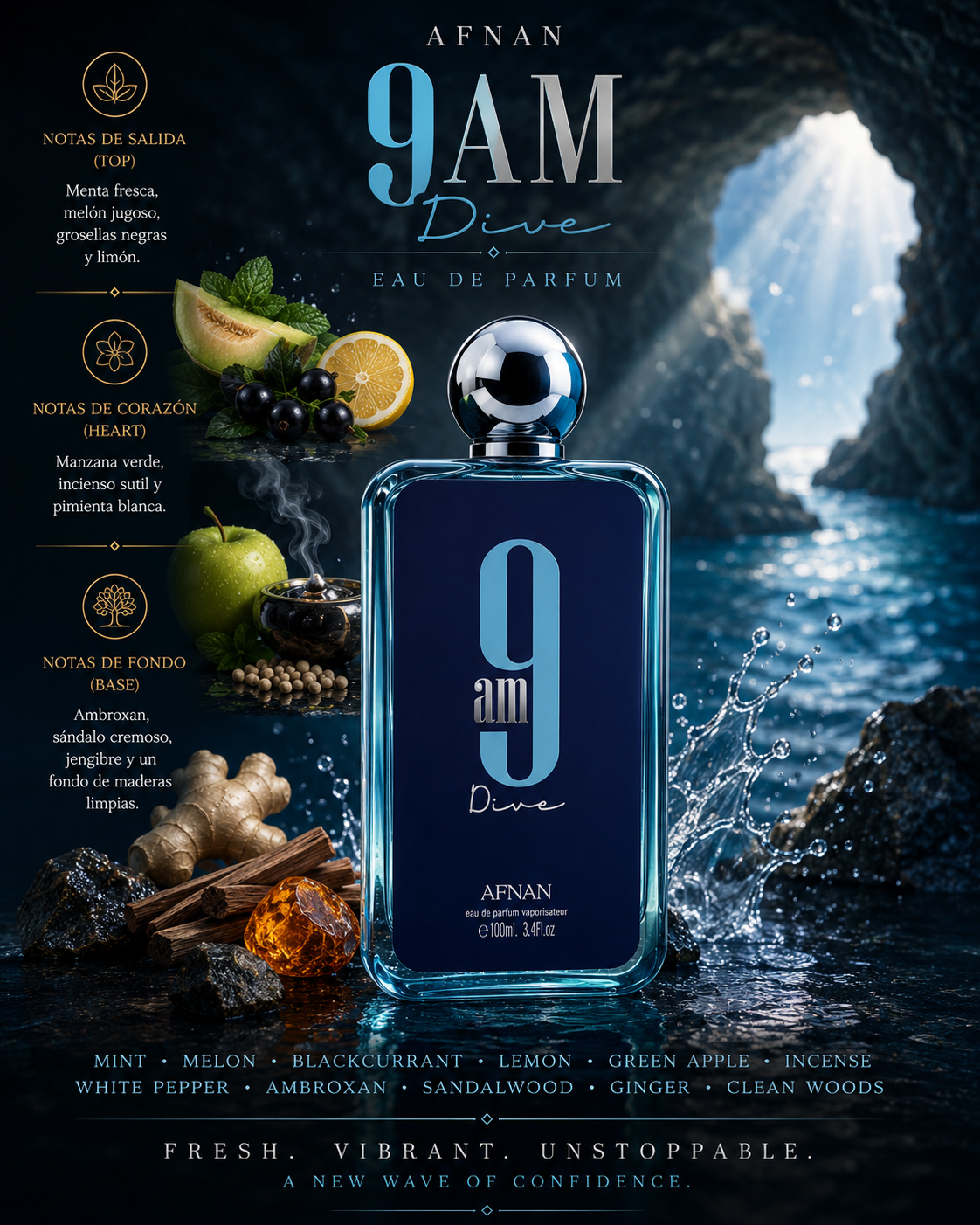 Afnan – 9AM Dive – Eau de Parfum (3.4 oz / 100 ml)