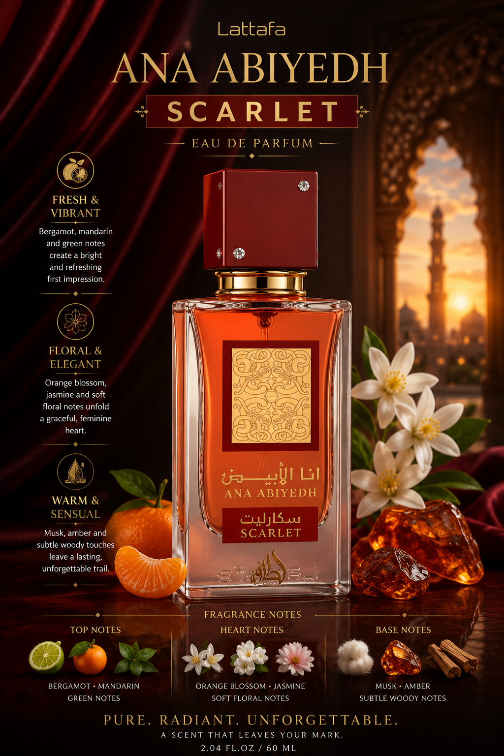Lattafa – Ana Abiyedh Scarlet (Women) – 2.04 oz Eau de Parfum