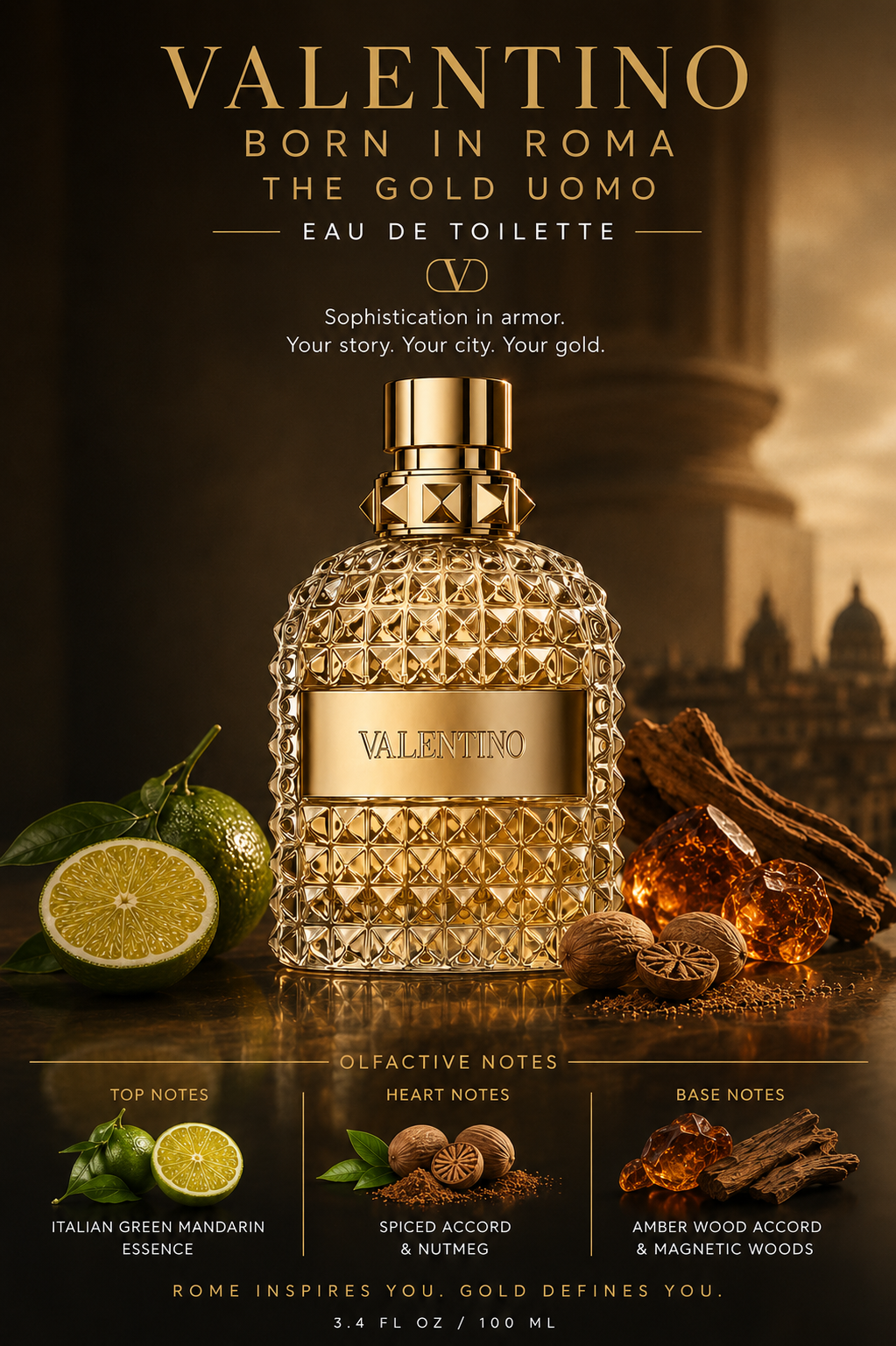 Valentino Uomo Born in Roma The Gold — Valentino  Eau de Toilette · 3.4 fl oz / 100 ml