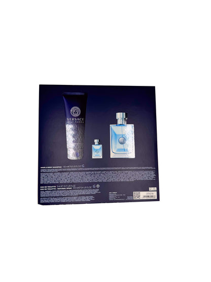 Versace Pour Homme – 3-Piece Gift Set (Men) 3.4 oz Eau de Toilette + Mini + Shower Gel
